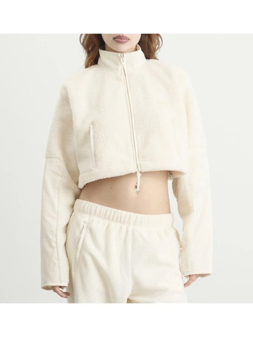 🌸 SKIMS Teddy Funnel Neck Cropped Jacket | Ecru | S | NWT 🏷️